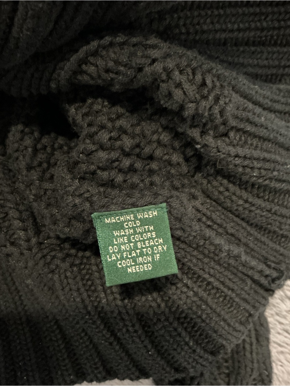Lauren Ralph Lauren Black Cable-Knit Sweater with Fireman Gold Toggles, Medium - Picture 7 of 8